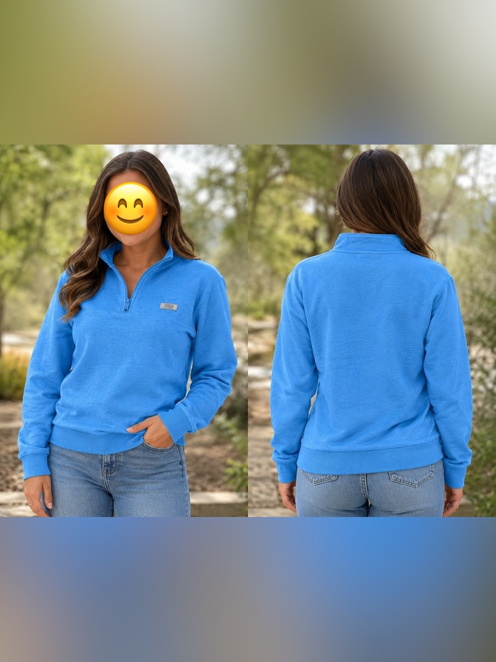 Women's Quarter-Zip Fleece Pullover - Sky Blue